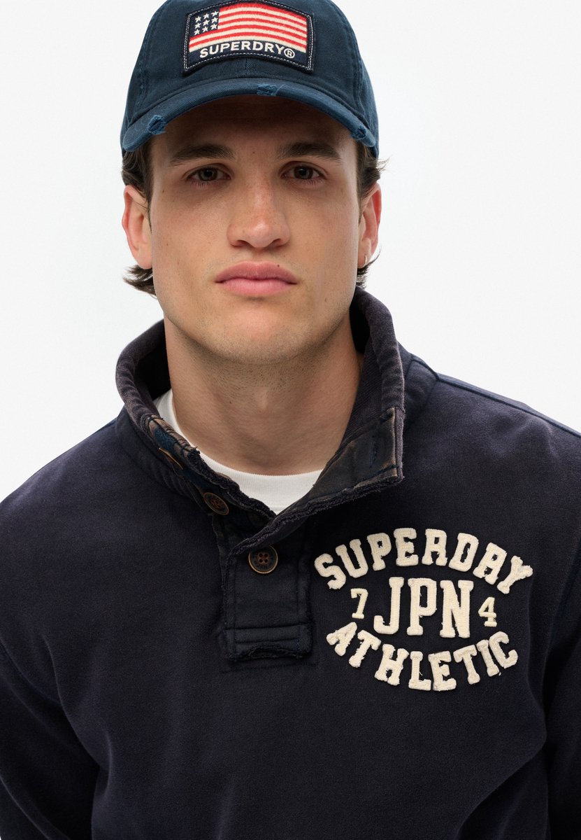 Superdry Vintage Athletic trui met halve knoopsluiting Heren Truien Marineblauw