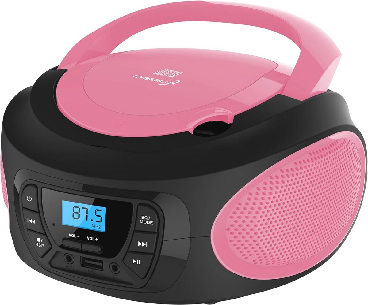 Draagbare CD-speler met FM-radio en USB - Hot Pink