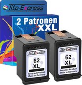 Set van 2x gerecyclede inkt cartridges voor HP 62XL Zwart
