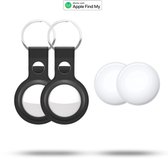 Trag Tag 2 stuks + Sleutelhanger (zwart) geschikt voor AirTag - Koffer Tracker - GPS tracker - keyfinder - sleutelvinder