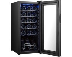 ZYLARO premie Wijnkoelkasten voor 18 Flessen - Wijnklimaatkoelkast Vrijstaand - Instelbare Temperatuur van 5°C tot 18°C - met Touchscreen en verlichting - Zwart
