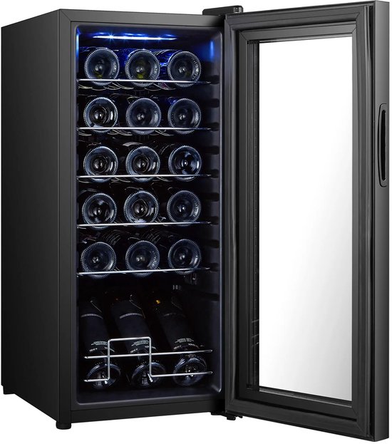 ZYLARO premie Wijnkoelkasten voor 18 Flessen - Wijnklimaatkoelkast Vrijstaand - Instelbare Temperatuur van 5°C tot 18°C - met Touchscreen en verlichting - Zwart