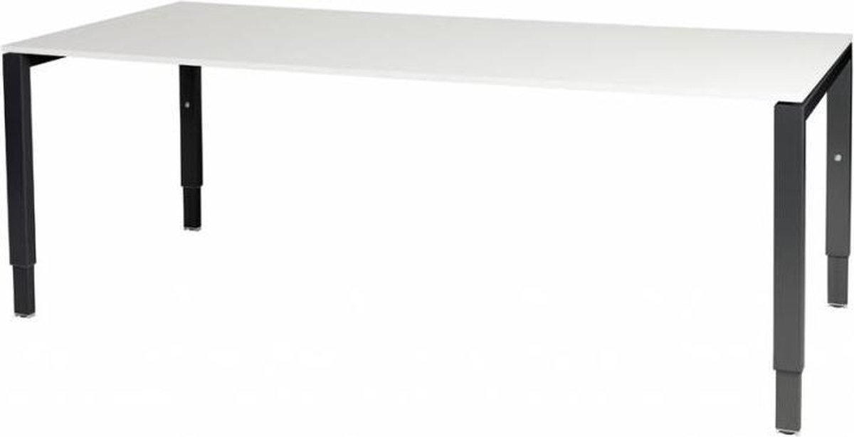Verstelbaar Bureau - Domino 200x90 wit - zwart frame