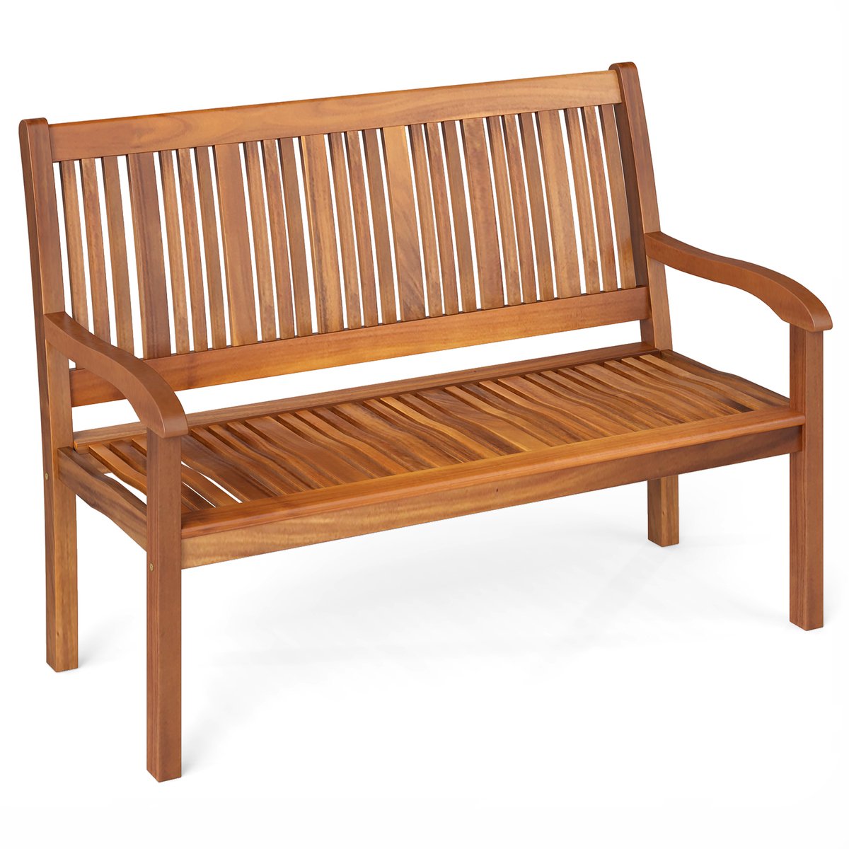 COSTWAY Houten tuinbank, weerbestendig, zitbank voor 2-3 zits, van acaciahout, tot 320 kg belastbaar, parkeerbank voor terras, balkon, tuin, 126 x 63 x 91 cm