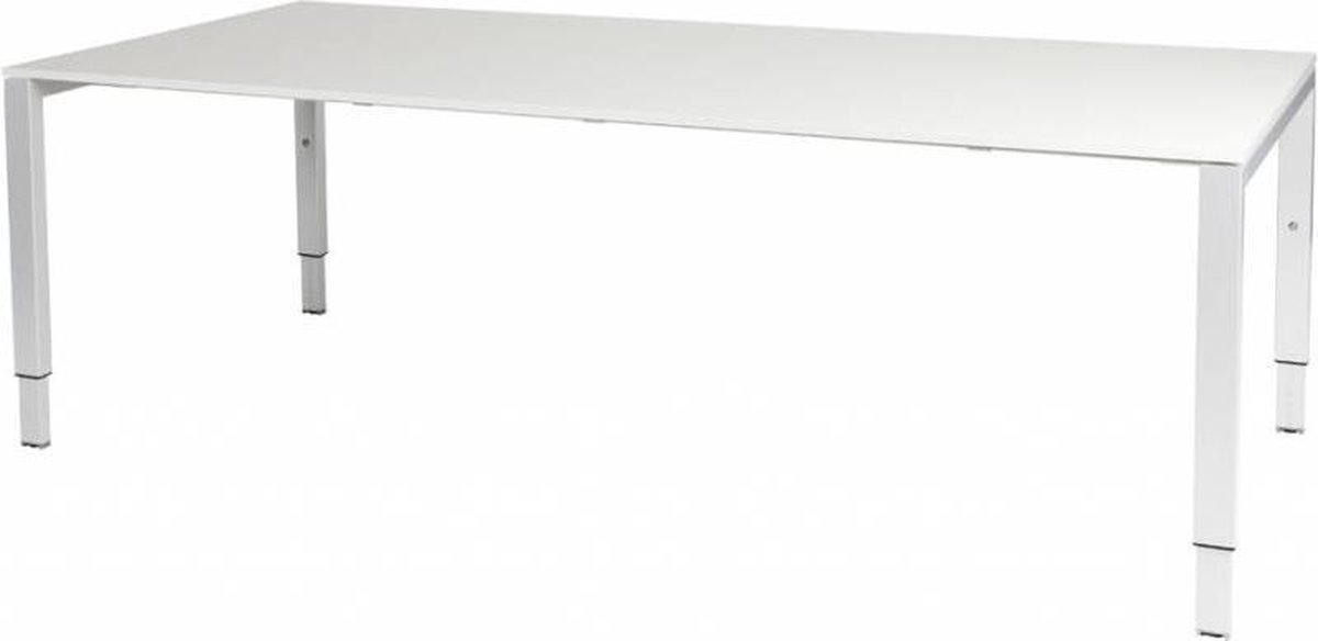 Vergadertafel Domino - 200x100 wit - wit frame