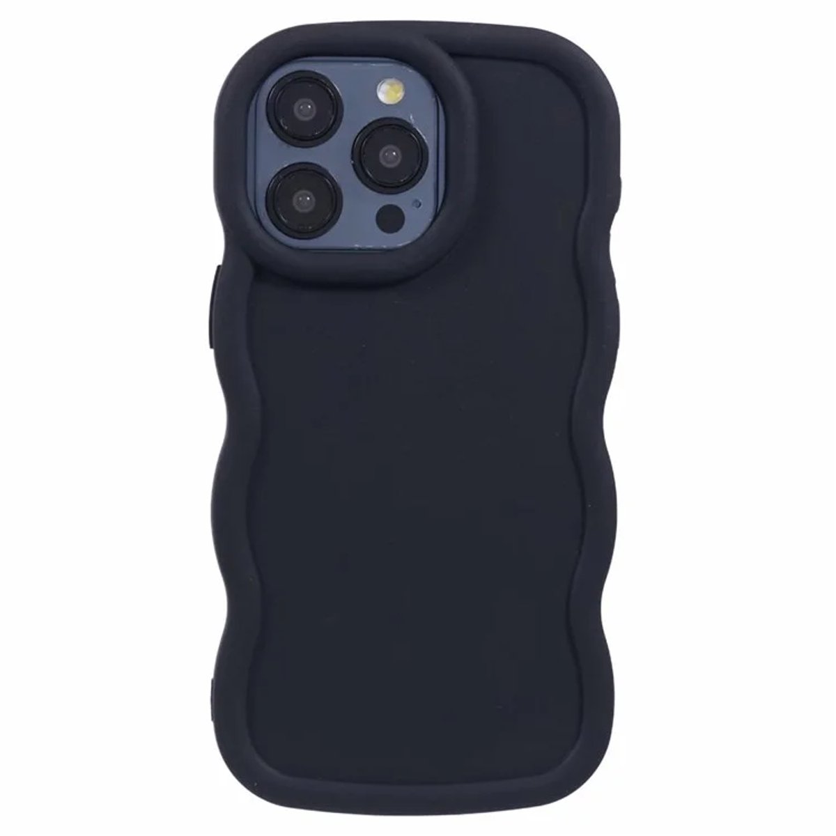 Hoesje geschikt voor Apple iPhone 15 Pro Max - Phonesta Wavy Silicone Back Cover - Zwart