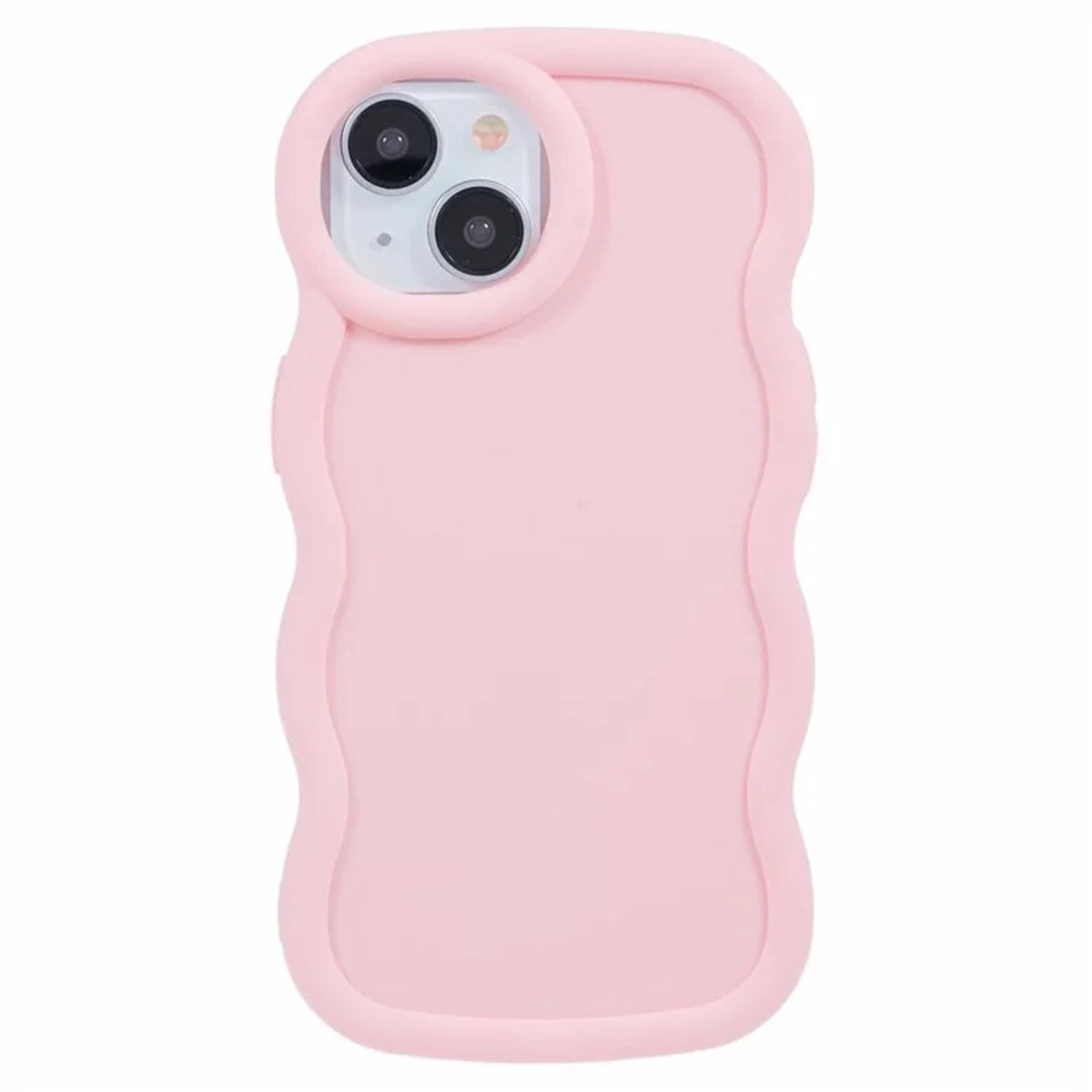 Hoesje geschikt voor Apple iPhone 15 - Phonesta Wavy Silicone Back Cover - Roze
