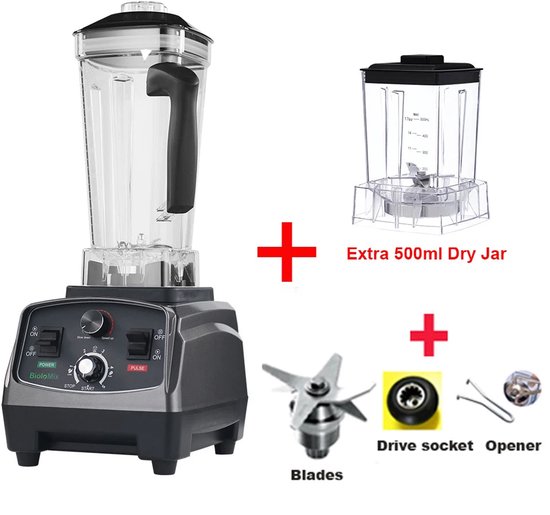 Mixeur - Smoothie Maker - Blender Smoothie - Robot culinaire - 2200W - 2L - Sans BPA - Six lames - Broyeur à glace - Extra 500 ml DJ N 3PA