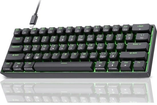 Intelectro 60% Mechanische Gaming Toetsenbord - Maximale Prestaties in een Compact Toetsenbord - Razendsnelle Respons - Stijlvol Wit Ontwerp - USB C Aansluiting - Ultra-Compact Ontwerp - Anti-Ghosting - Zwart - Levering Sneller dan Aangegeven!