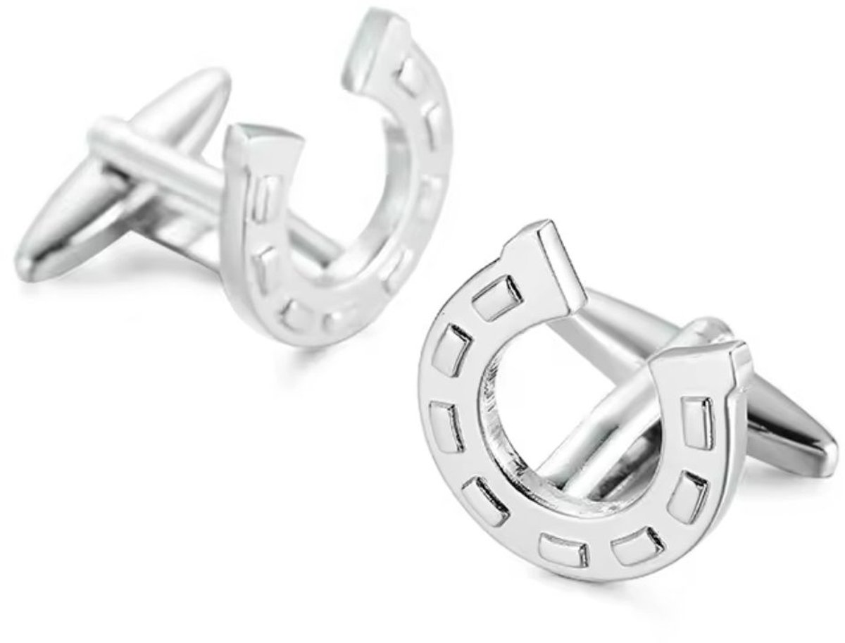 SportPresent® - Manchetknopen - Paadrijden - Hoefijzer - Sieraden - Manchetknopen - Geluk - Overhemd - Smoking - Manchet - Kado - Sport - Teamkado - Sportsieraad