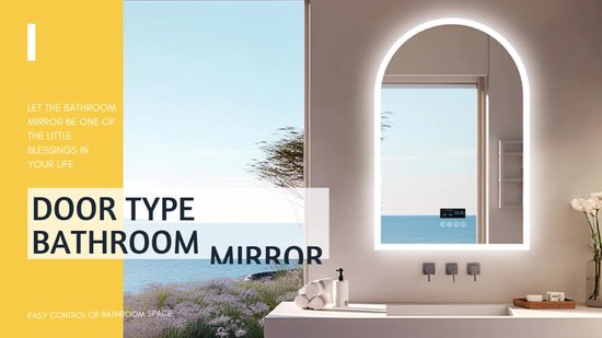 Miroir de salle de bain LUVODI avec éclairage LED - miroir mural 600x900mm avec éclairage - Enceintes Bluetooth - rétroéclairage 3 couleurs dimmable - anti-condensation - fonction mémoire - affichage intelligent de la température de l'heure
