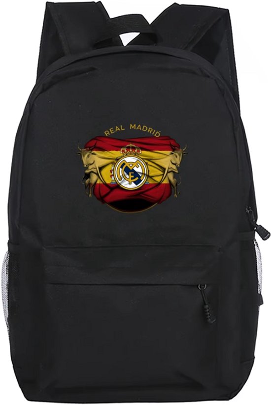 Rugtas Real Madrid & Spanje zwart - Reisbagage 42 x 28 x 10 cm - Rugzak Hala Madrid - Laptoptas