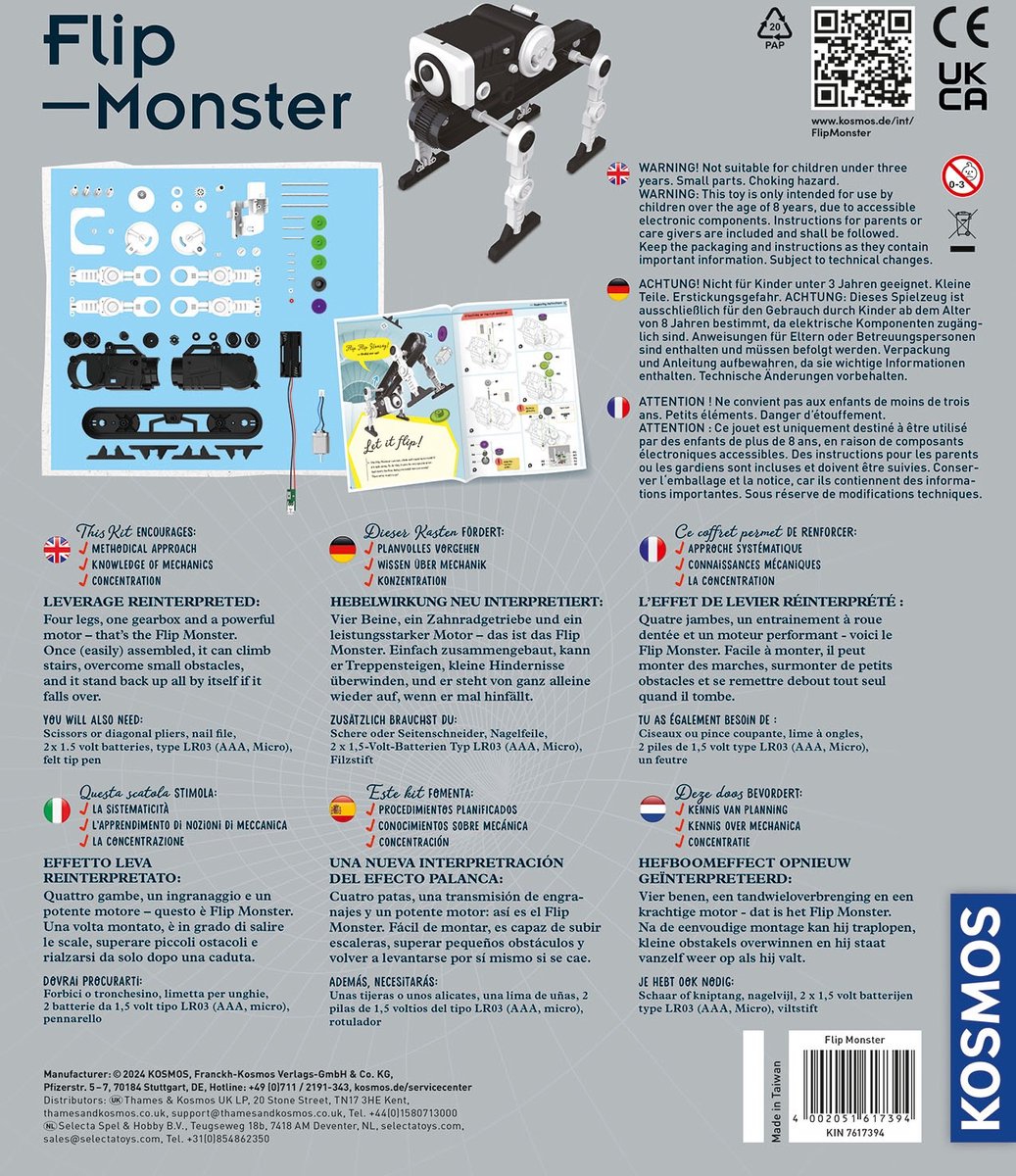KOSMOS Flip Monster - Experimenteerset - Bouw Je Eigen Klimrobot - Unieke Flip-Aandrijving - Beklimt Trappen en Hindernissen - Robotica en Techniek - STEM Speelgoed - Vanaf 8 Jaar — afbeelding 2