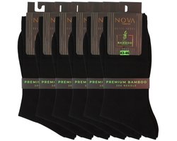 Nova Collection - Bamboe Sokken - 6 Paar - Zwart - Premium Bamboo - Socks - Herensokken - Kousen - Dunne Sokken - Anti zweet - Naadloos - Maat 43-46