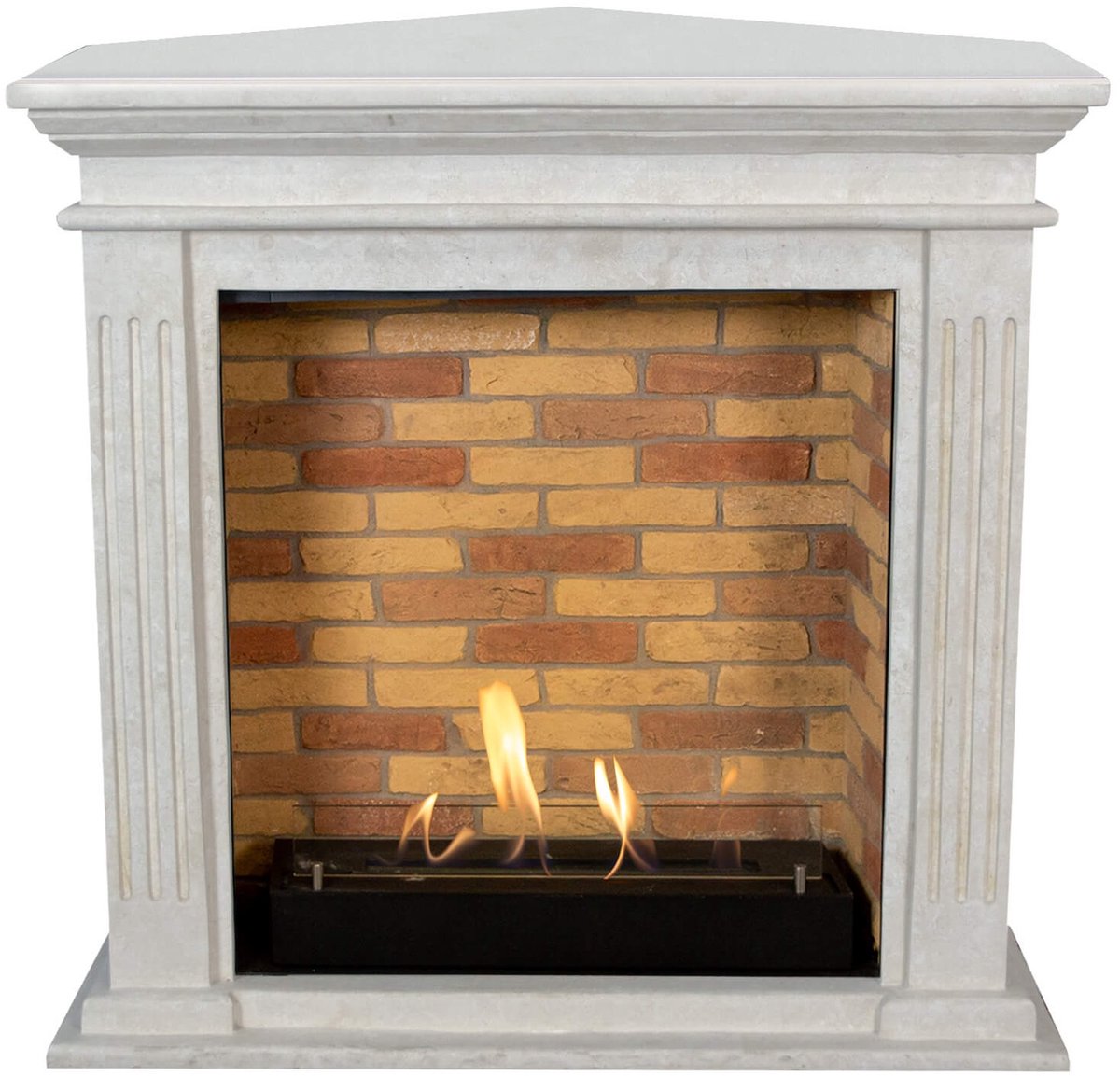 Xaralyn Bio-ethanol haard - Cadiz-Corner BST - wit natuursteen - 3 KW verwarming - haardombouw inclusief inbouwhaard - schouw - hoekhaard