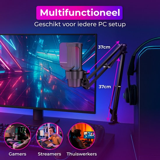 Auronic USB Microfoon Met Arm – PC Gaming & Podcast Microfoon, Cardioïde, Plug & Play 5 miniatura
