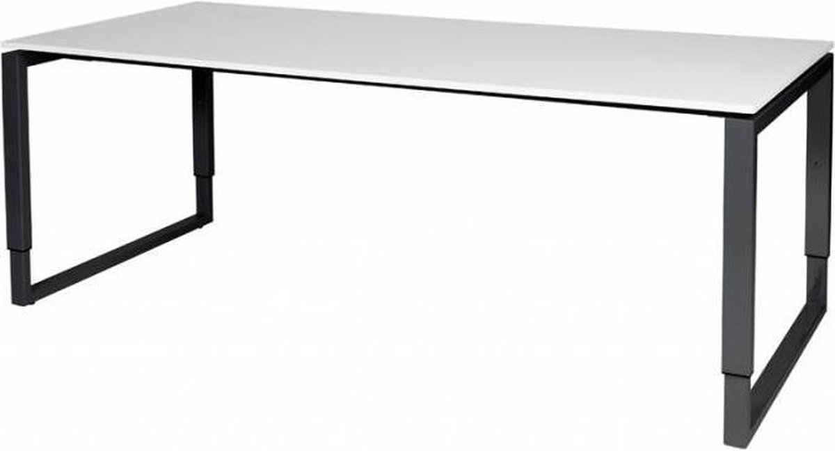 Verstelbaar Bureau - Domino Plus 200x90 wit - zwart frame