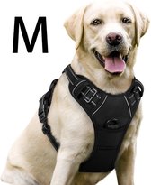 Harnais No traction pour chien - Gilet rembourré et réglable - Harnais avec poignée et clip avant - Réfléchissant durable - Harnais anti-traction pour l'entraînement et la Marche - Zwart - M