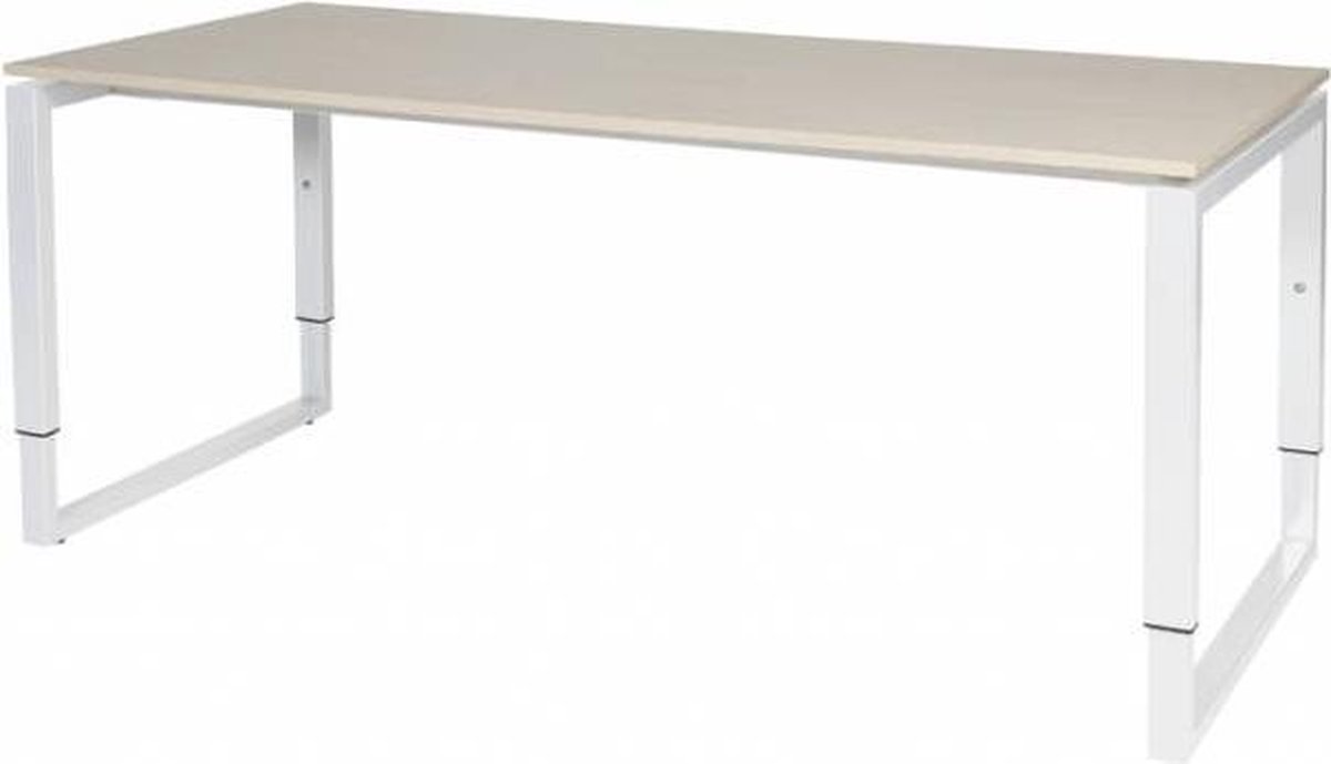 Verstelbaar Bureau - Domino Plus 180x80 Eiken - wit frame