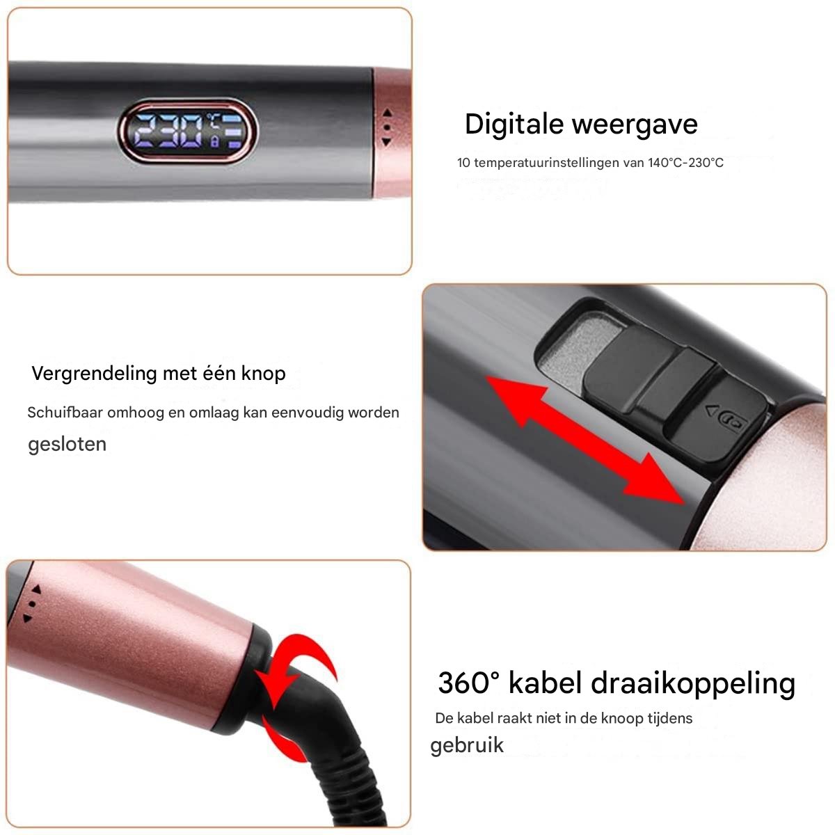 Stijltang 5 Temperatuurstanden 150-230°C voor Krullen en - afbeelding 2