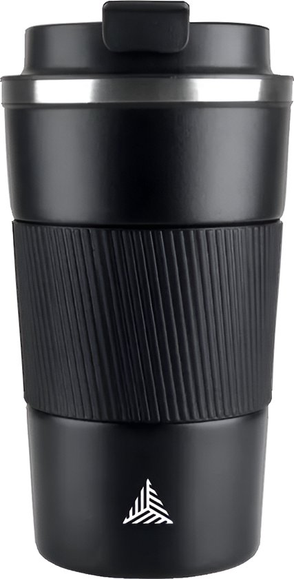 The Verge Thermos Cup - Tasse à café à Go - Mug de voyage pour Café et Thee - Tasse à thé - 380 ml - Acier inoxydable - Zwart - Cadeau homme femme