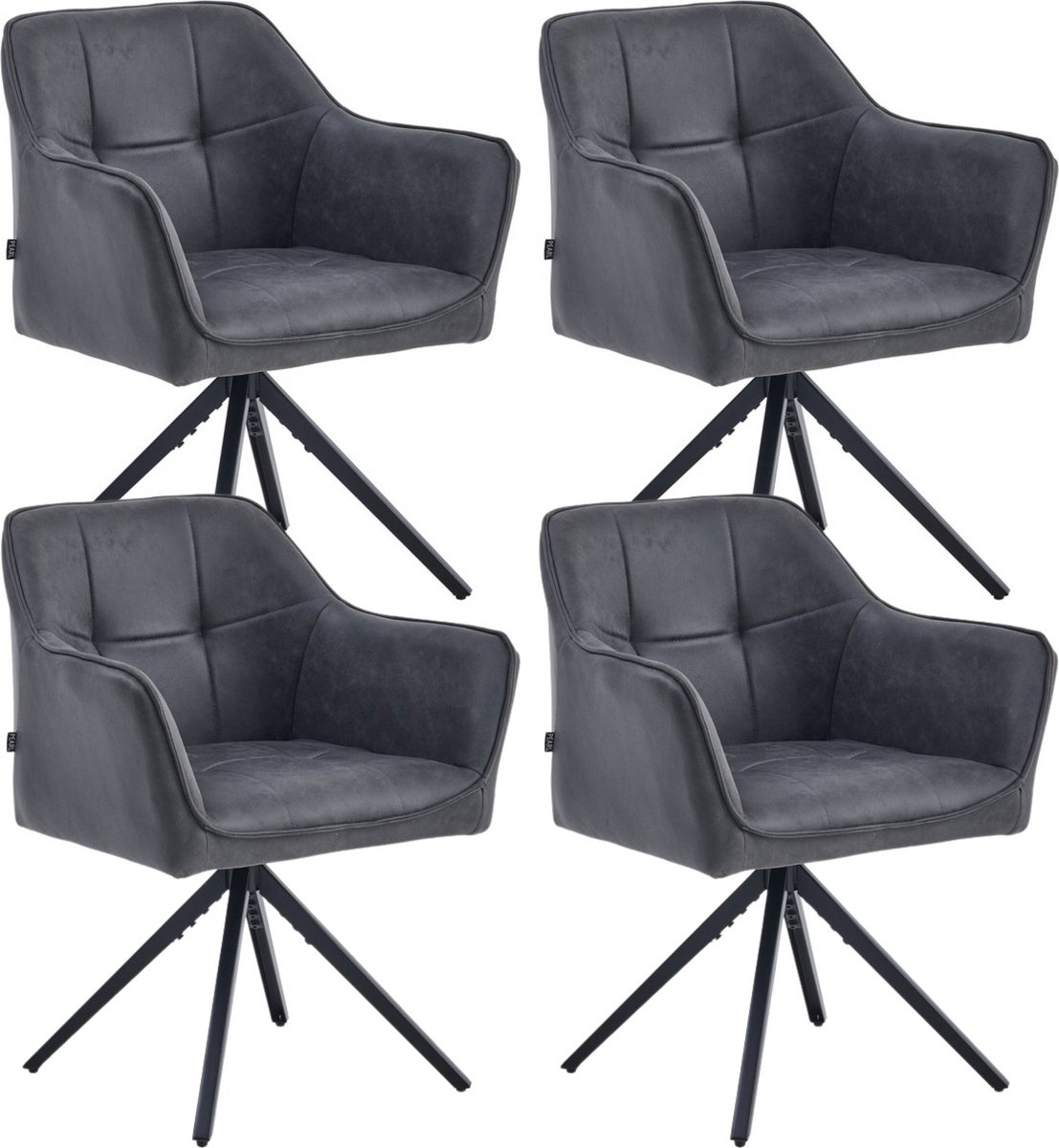 Colenis Pearl Eetkamerstoel - Set Van 4 - Antraciet - Microfiber Stof - Microvezel - Industrieel