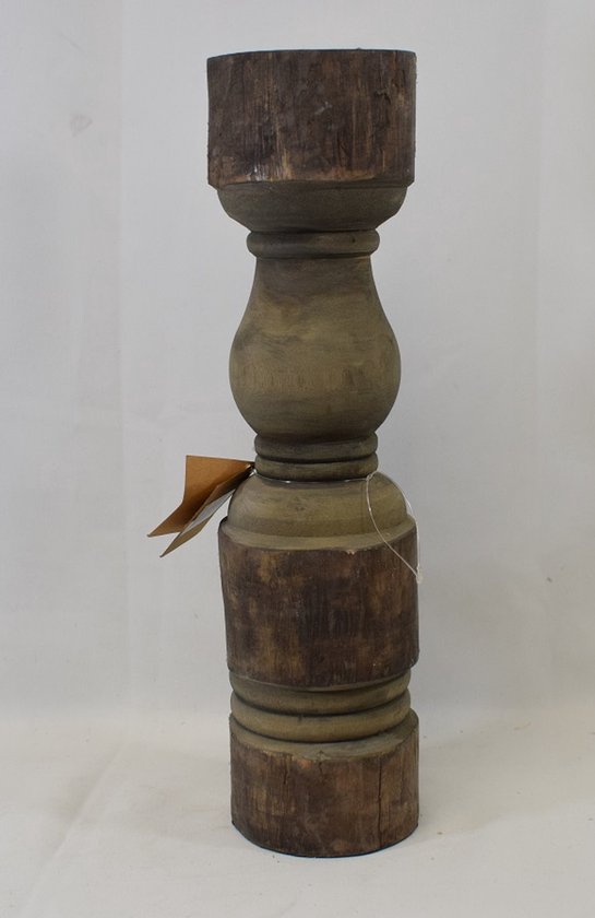 Riverdale - Robuust - massief houten - stoer - sober - kandelaar - Hoogte 39 - Ø 11 cm.