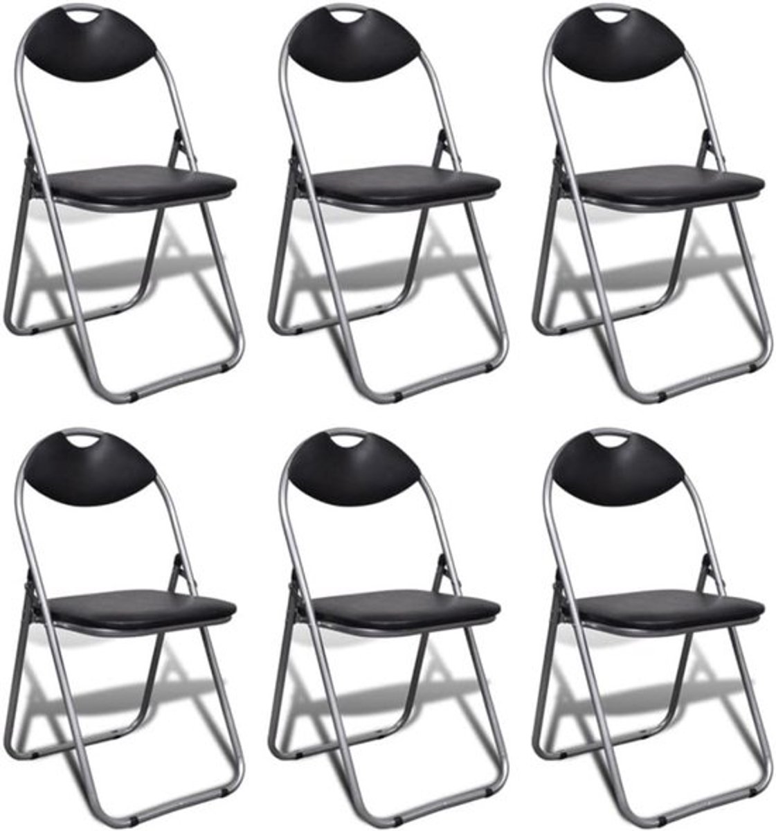 Thuys – Stoelen – 6 Stuks – Klapstoelen – Set van 6 – 80,5 x 43 x 80.5 cm – Zwart/Zilver