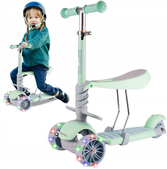Novity® | Kinder Driewieler Step met Zitje en Mandje - Step 3 wielen - Balance Scooter voor Peuters - Verstelbaar en Comfortabel voor Kinderen