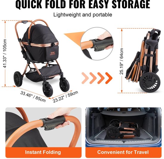 Dubbele hondenbuggy, draagbare opvouwbare dubbellaagse huisdierbuggy voor 2 honden met grote ruimte, vierwielige dubbele hondenbuggy's, verkoop buitenreizen, huisdierreizen (blauw) (blauw