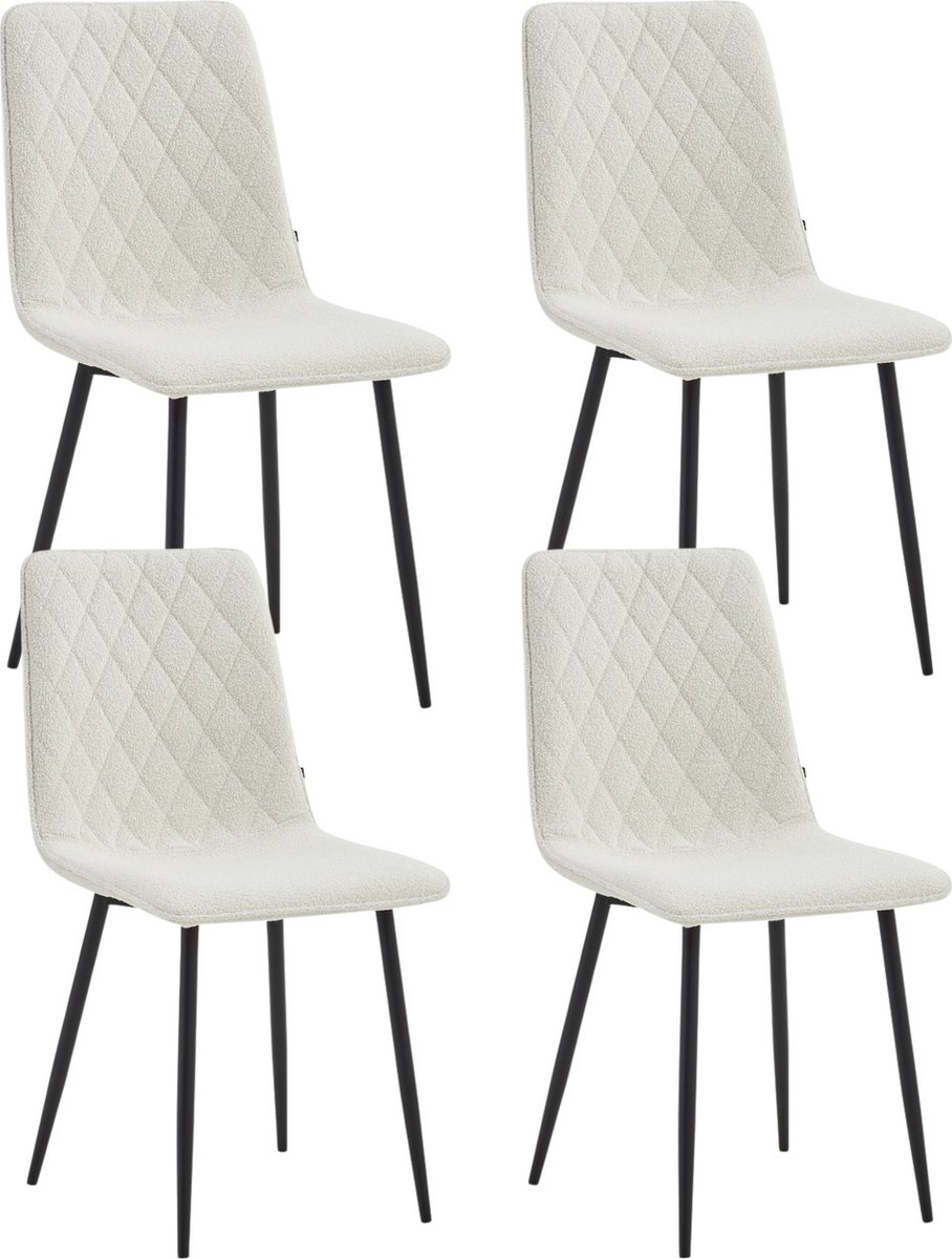 Colenis Elise Eetkamerstoel - Set Van 4 - Wit - Bouclé - Industrieel