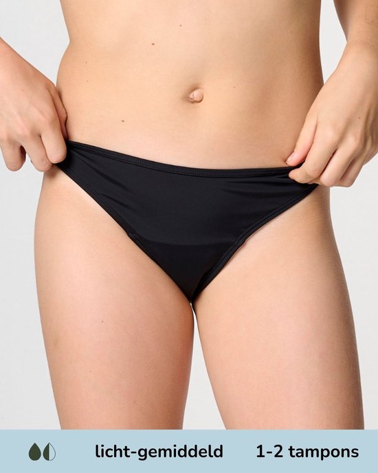 Moodies menstruatie zwemkleding (meiden) - Bikinibroekje - licht - gemiddeld kruisje - maat S(164/170) - Zwart