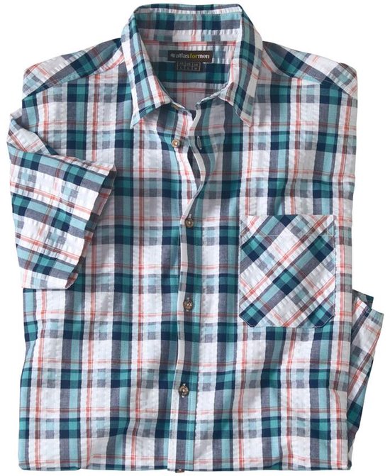 ATLAS FOR MEN - Geruit overhemd van wafelstof - Heren - Verkrijgbaar in grote maten - XL