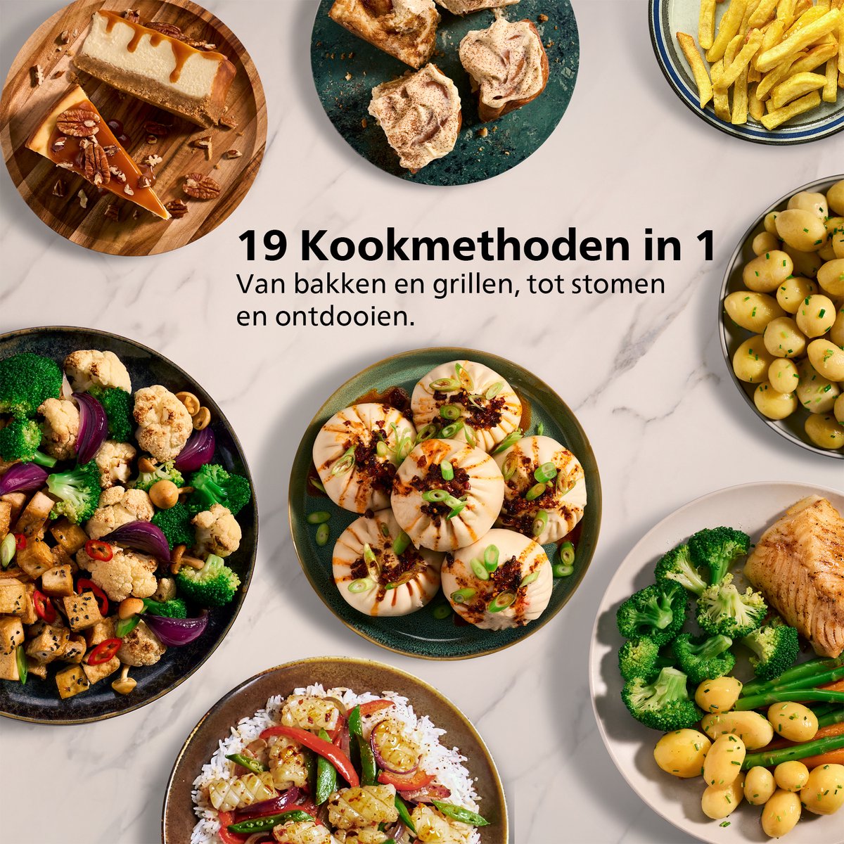 Philips 5000 Series Dual Basket Airfryer - NA551/00 - Stoomfunctie - Dubbele Mand - 9L - Tot 6 Personen — afbeelding 7