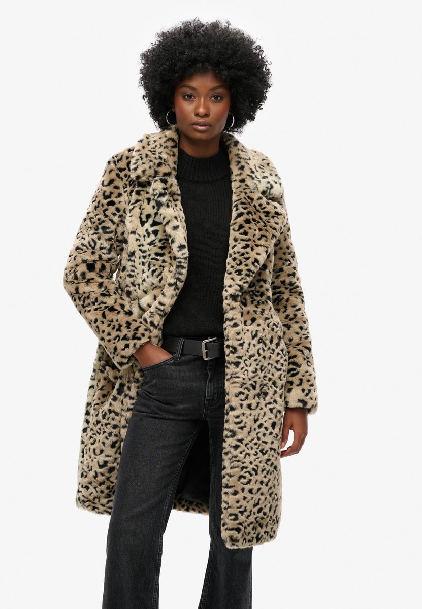 Superdry Vintage lange jas van imitatiebont Dames Buitenjassen Leopard Print