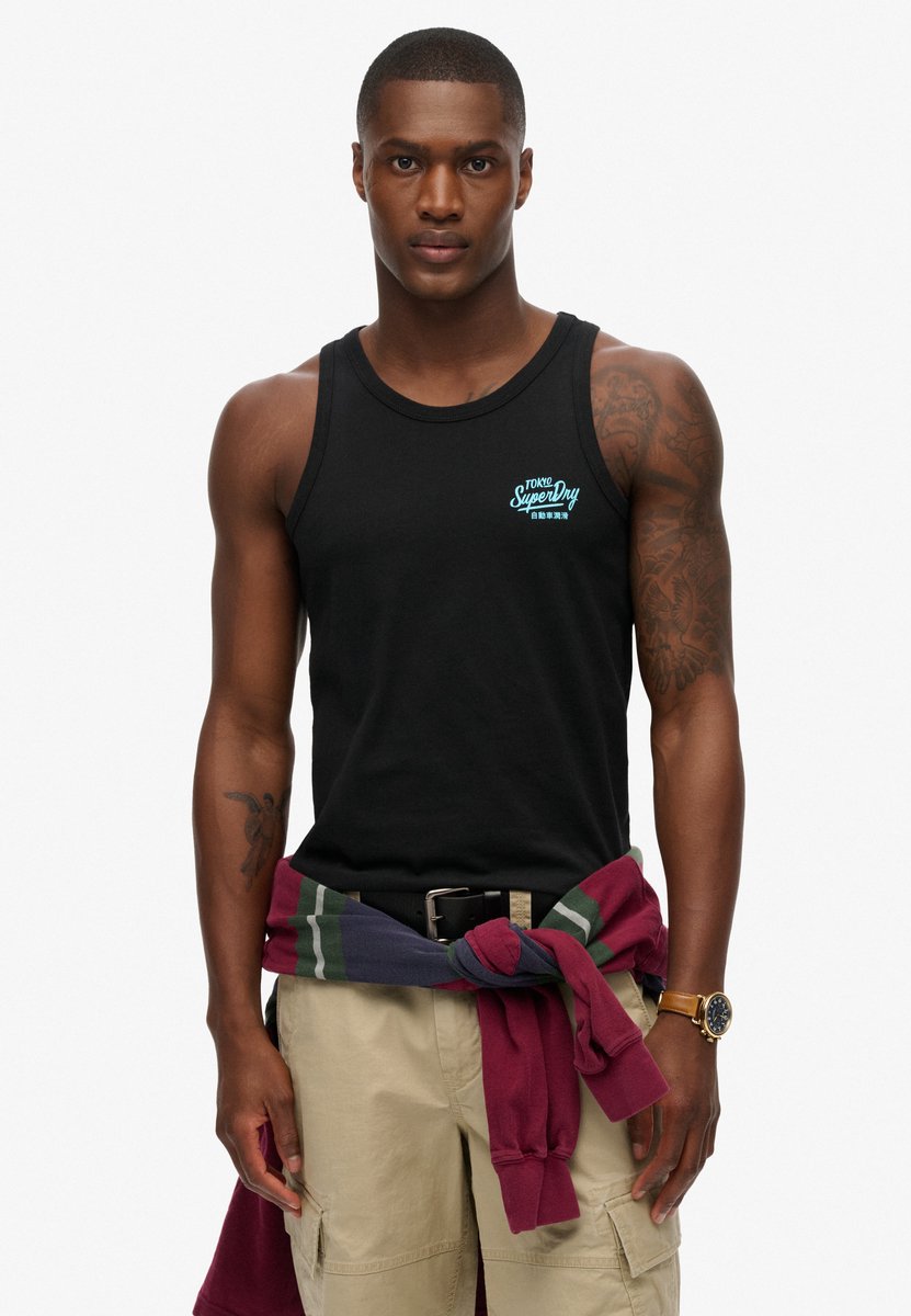 Superdry Contrast Script hemd Heren Vesten Zwart