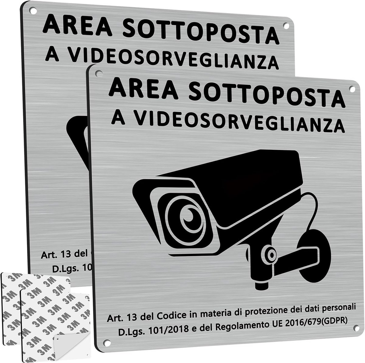 Videobewaking Signaalbord - 2 Stuks - 15 x 15 cm - Aluminium Camerabewaking