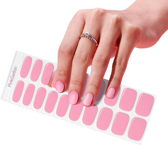 Pink Gellac UV Nagelstickers - Gellak Stickers 0045 Poppy Pink - Nail Art Gel Stickers voor Nagels - 20 stuks in 10 maten