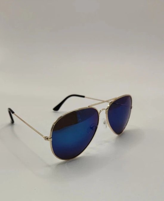 Piloten Heren Dames Zonnebril Goud Metaal | Aviator |Piloten Zonnebril |Heren Zonnebril | Dames Zonnebril |Festival Zonnebril | Carnaval | Retro Blauwe Spiegelglazen — afbeelding 2