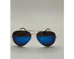 Piloten Heren Dames Zonnebril Goud Metaal | Aviator |Piloten Zonnebril |Heren Zonnebril | Dames Zonnebril |Festival Zonnebril | Carnaval | Retro Blauwe Spiegelglazen
