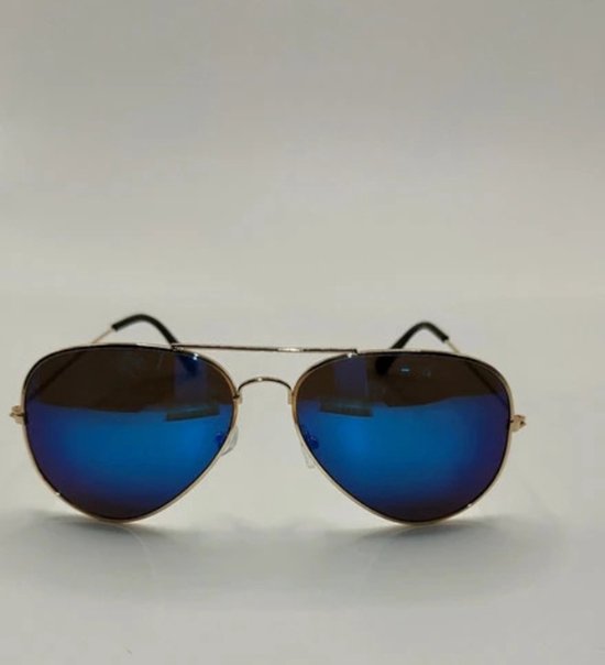 Piloten Heren Dames Zonnebril Goud Metaal | Aviator |Piloten Zonnebril |Heren Zonnebril | Dames Zonnebril |Festival Zonnebril | Carnaval | Retro Blauwe Spiegelglazen