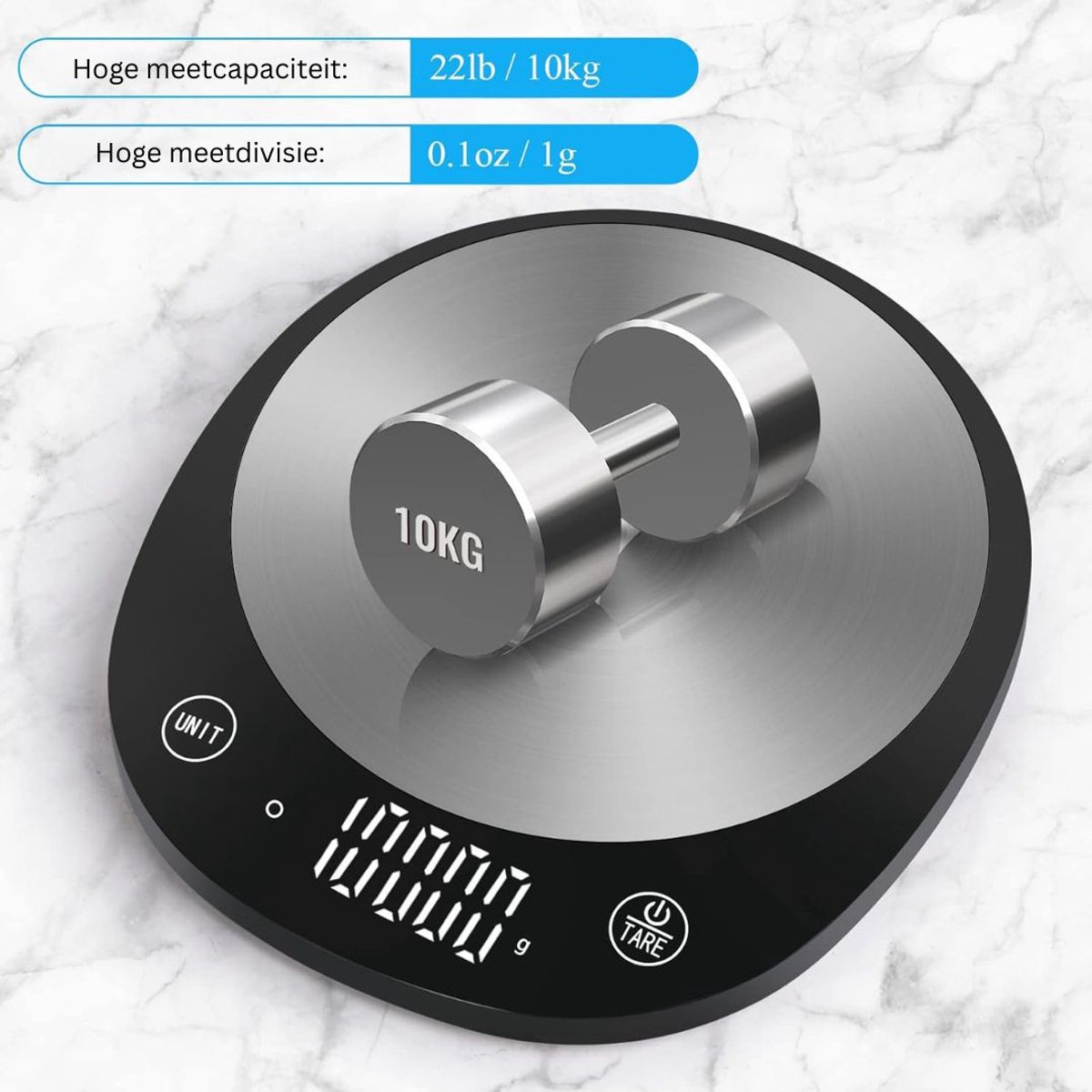 CRLYN® Weegschaal Keuken - Dierenweegschaal - Pakketweegschaal - Digitaal - Zwart