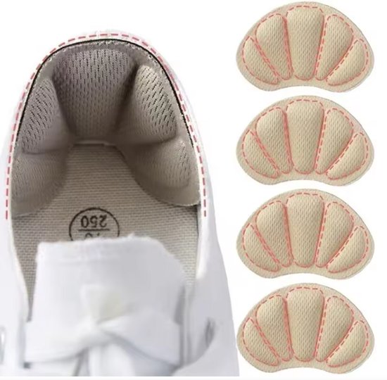 Foto: 4 stks anti slijtage hak inlegzolen patch anti pijn kussen pads voetverzorging verstelbare ademende spons schoenen lijm hak protector beige 