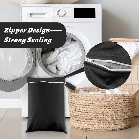 3 stuks natte tassen, zwarte wetbag zwemspullen, waterdichte natte tas met ritssluiting, waterdichte stoffen tassen voor badpakken, strandhanddoek, sportkleding, 30 x 22,5 cm, 36 x 30 cm, 50 x 40 cm