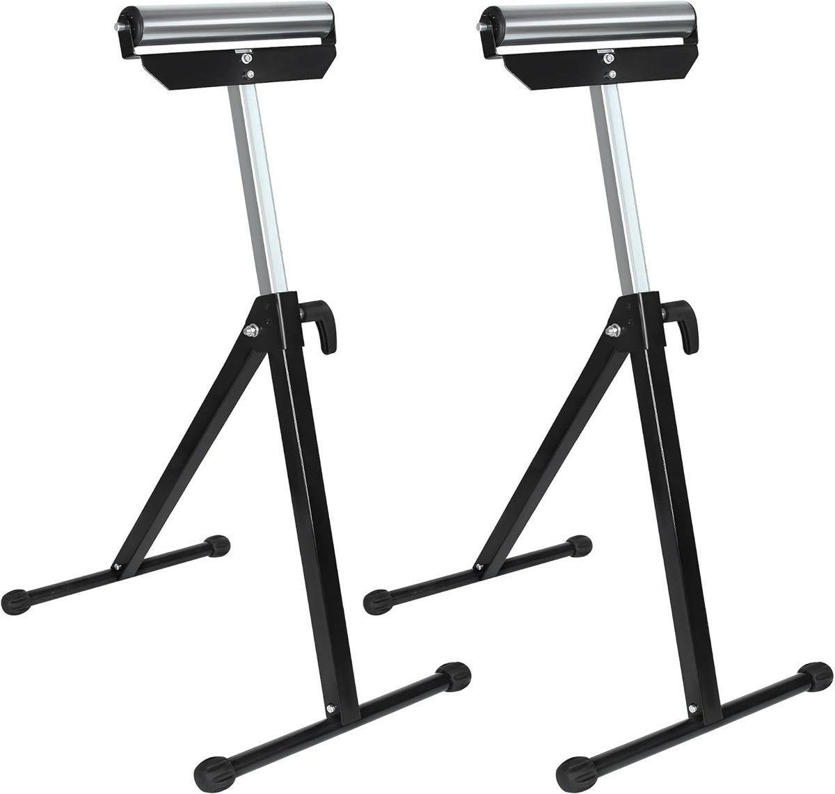 Aufun 2Pcs Rolbok, Traploos in Hoogte Verstelbaar, 68-107CM Rolbok, Inklapbare Rolbok, Tot 60 kg, Inklapbare Werkplaatsbok, Met Antislipvoetjes, Zwart