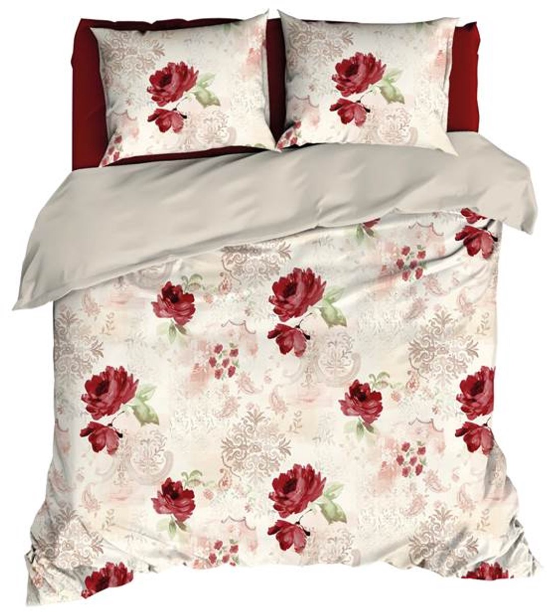 Satin d'Or Grace Dekbedovertrek - Lits-jumeaux - 240x200/220 cm - Rood