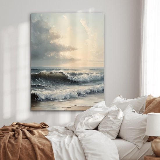 Tableau aluminium 90x120 cm - Décoration murale métal - Plage - Mer - Coucher de soleil - Décoration murale métal salon - Décoration industrielle - Photo sur dibond - Accessoires industriels chambre