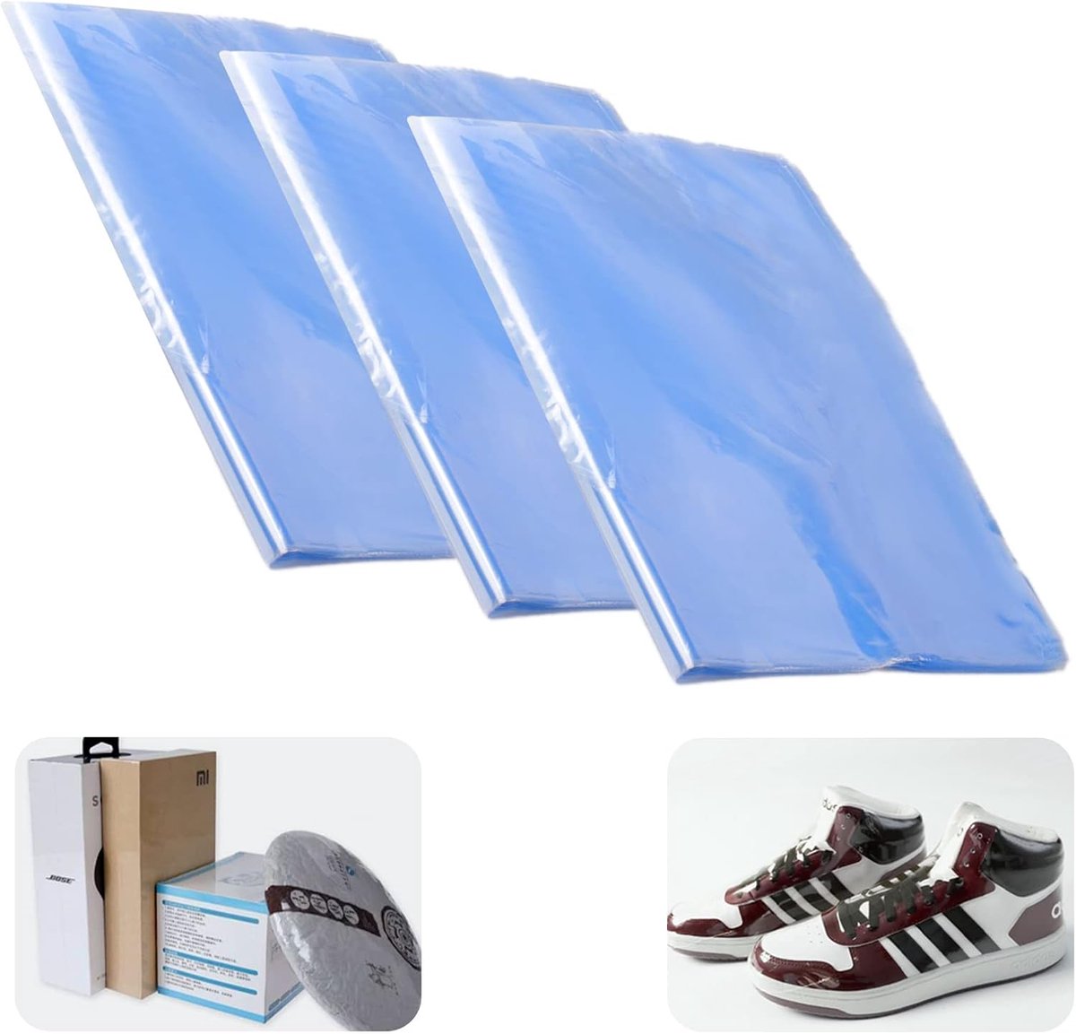 Towviy 200 stuks PVC-krimpzakken, transparante krimpfolie, hitteverzegeling voor zeep, badbommen, badballen, verpakking, doe-het-zelf handwerk