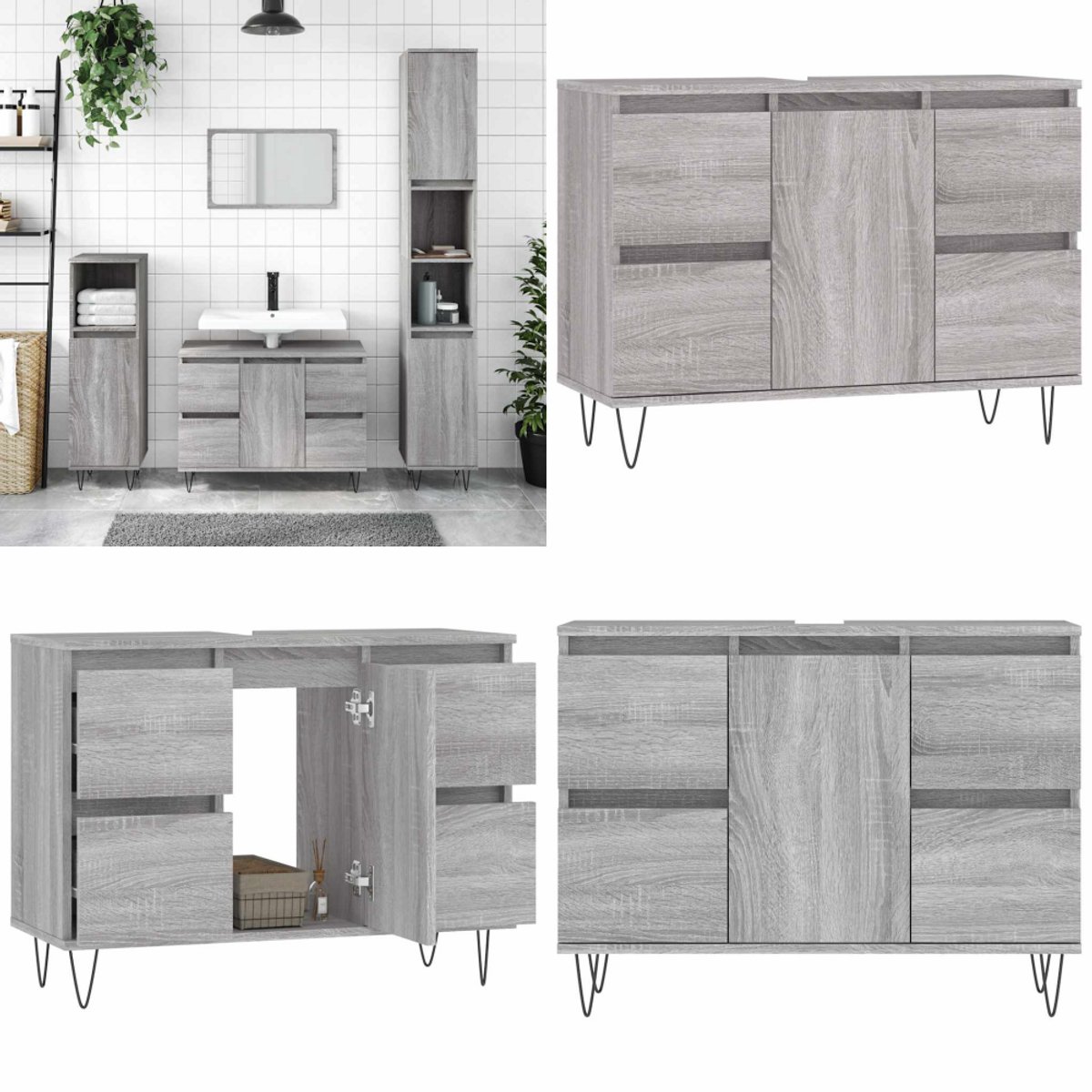 vidaXL Badkamerkast 80x33x60 cm bewerkt hout wit, badkamer kast, badkamermeubel, badkastje, badkamermeubilair, badkast, badkamerkastje