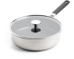 KitchenAid Classic Stainless Steel Hapjespan 26cm - 3.6L - PFAS-vrije antikleeflaag - Hapjespan inductie - Keramische pan - Ovenbestendig tot 160°C - Koudgrepen - Met glazen deksel - Zilver